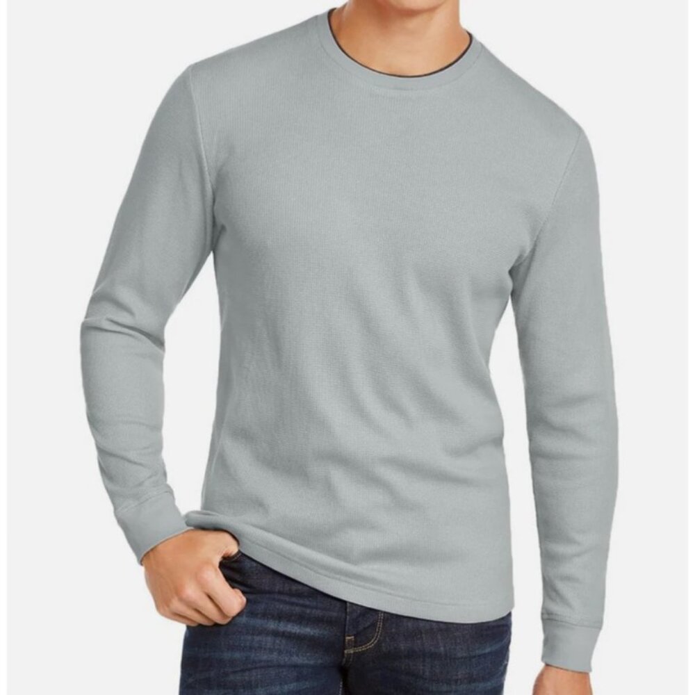 Club Room Men's Thermal Crewneck Shirt Size M NWT Silver